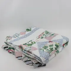 Pastel Multicolor Floral Sawtooth Quilt Patchwork 80 x 82 Inches