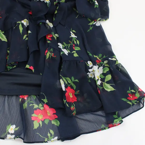 Calvin Klein Navy Floral Faux Wrap Maxi Dress Flared Size 16