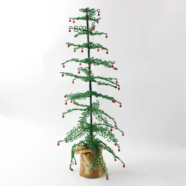Set of 2 Department 56 Vintage Wire Beaded Christmas Trees