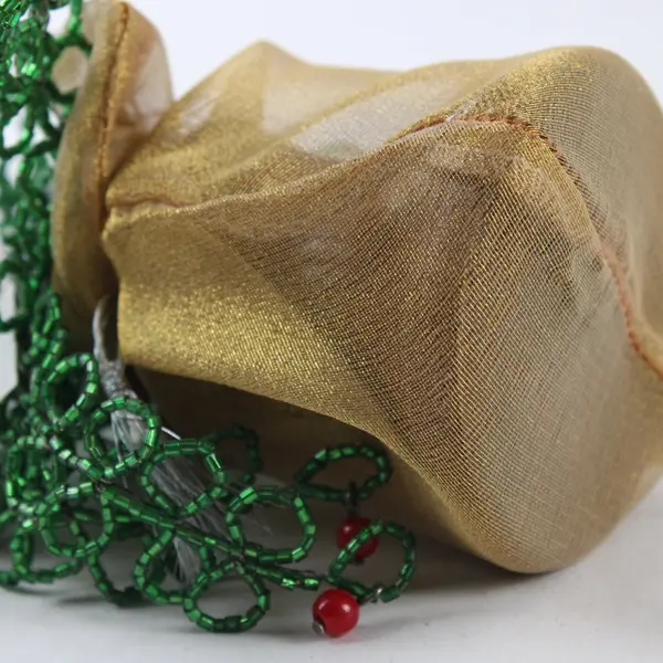 Set of 2 Department 56 Vintage Wire Beaded Christmas Trees