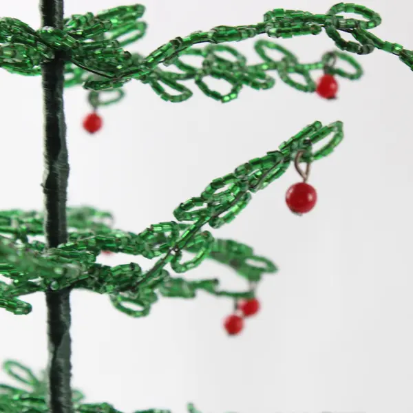 Set of 2 Department 56 Vintage Wire Beaded Christmas Trees