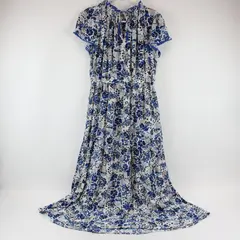 Jessica Simpson Floral Gathered Tie-Neck Dress White Blue Orange 0X
