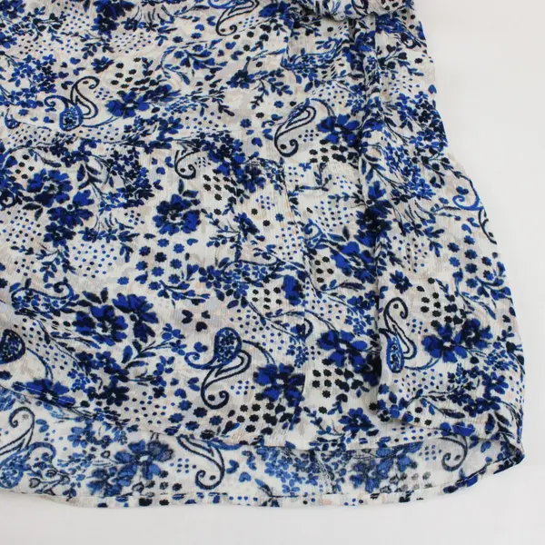 Jessica Simpson Floral Gathered Tie-Neck Dress White Blue Orange 0X