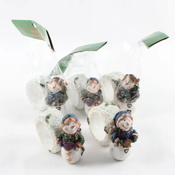 Lot of 5 Holiday Collection Ceramic Snowman Napkin Ring Holders