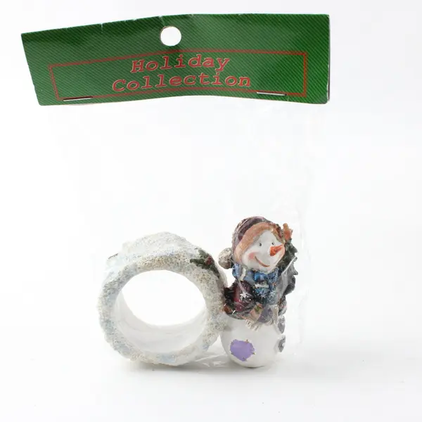 Lot of 5 Holiday Collection Ceramic Snowman Napkin Ring Holders