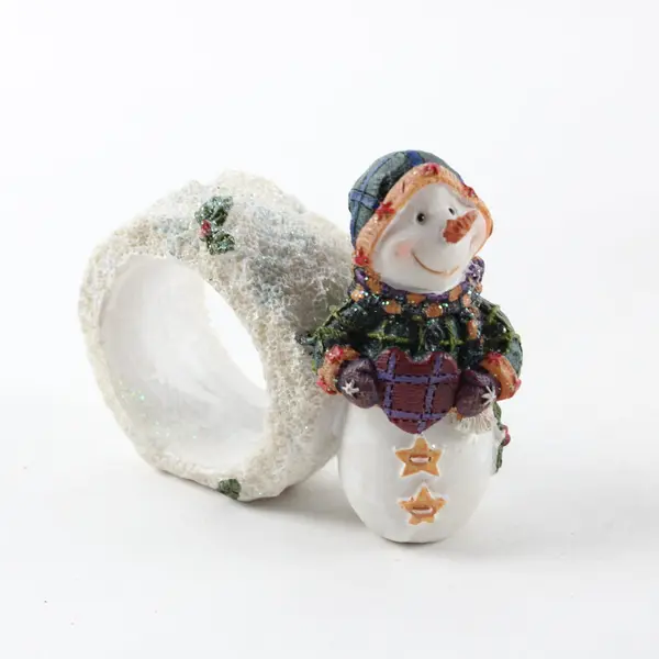 Lot of 5 Holiday Collection Ceramic Snowman Napkin Ring Holders