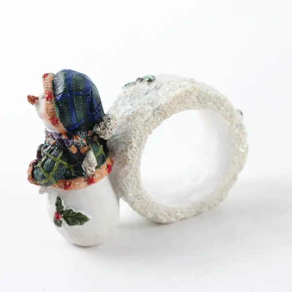 Lot of 5 Holiday Collection Ceramic Snowman Napkin Ring Holders