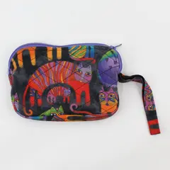 Laurel Burch Feline Family Cat Zip Wristlet Makeup Pouch 8x5