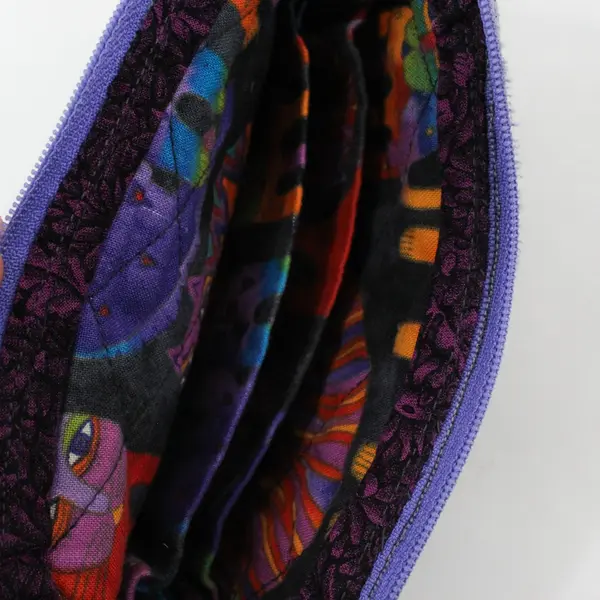 Laurel Burch Feline Family Cat Zip Wristlet Makeup Pouch 8x5