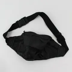 Black Faux Leather Patchwork Fanny Pack Belt Bag Multi-Zip 