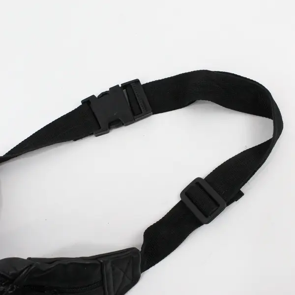Black Faux Leather Patchwork Fanny Pack Belt Bag Multi-Zip 