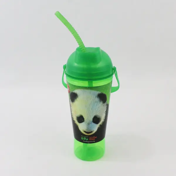 Lot of 2 San Diego Zoo Safari Park Panda Bear Souvenir Cups w/ Lids & Straws