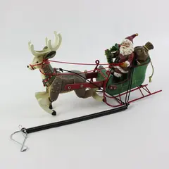 Vintage Busy Bouncer Santa Sleigh Reindeer Hanging Spring Hook Christmas Decor