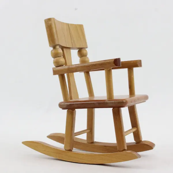 Vintage Strombecker Wooden Dollhouse Rocking Chair 6-3/4 Inch