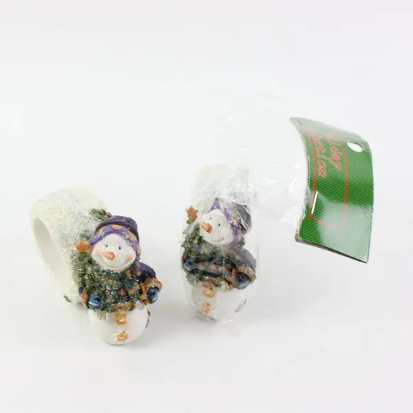 Lot of 2 Holiday Collection C1096 Snowman Napkin Rings