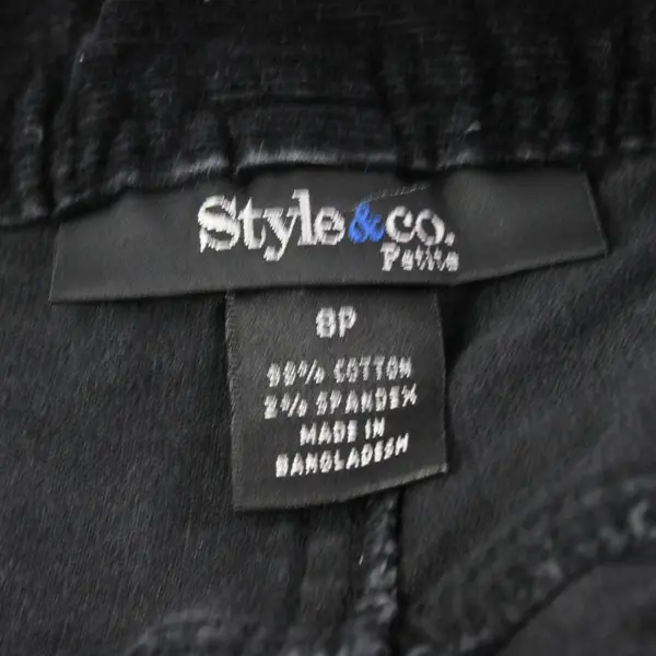 Style & Co Women's Black Corduroy Pants Petite Size 8 Trousers