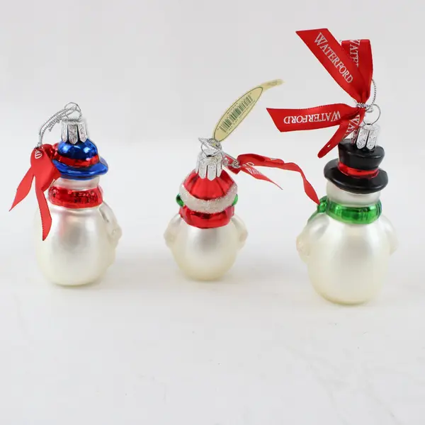 Waterford Holiday Heirlooms Set of 3 Snowmen Ornaments With Tag Good 