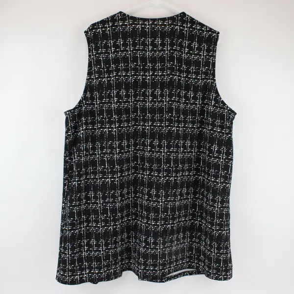 Unbranded Long Open Front Sleeveless Cardigan Black White Pattern Size 3XL