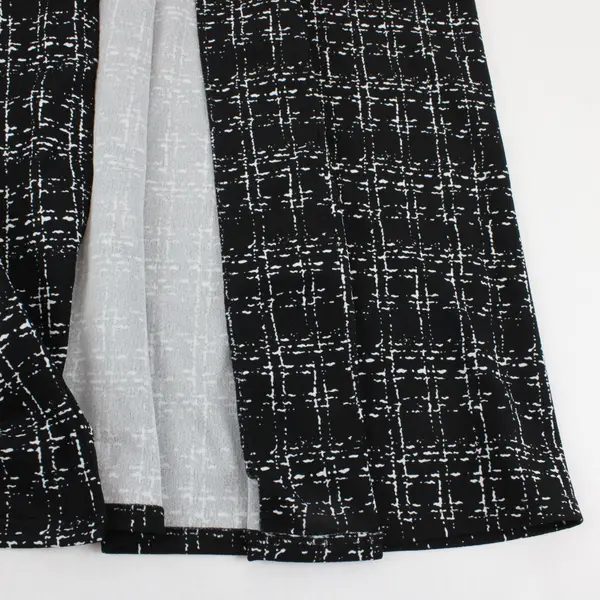 Unbranded Long Open Front Sleeveless Cardigan Black White Pattern Size 3XL