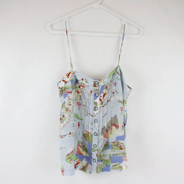 Maeve by Anthropologie Blue Italian Coast Silk Cami Top Women's 8