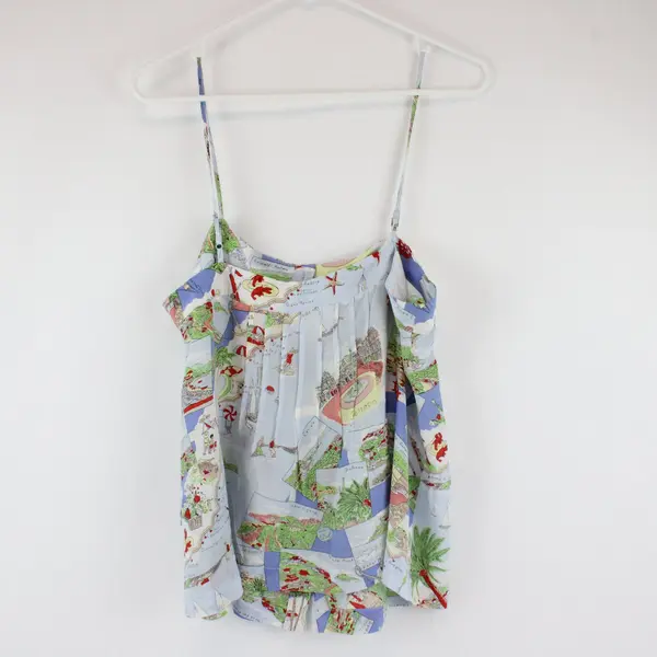 Maeve by Anthropologie Blue Italian Coast Silk Cami Top Women's 8