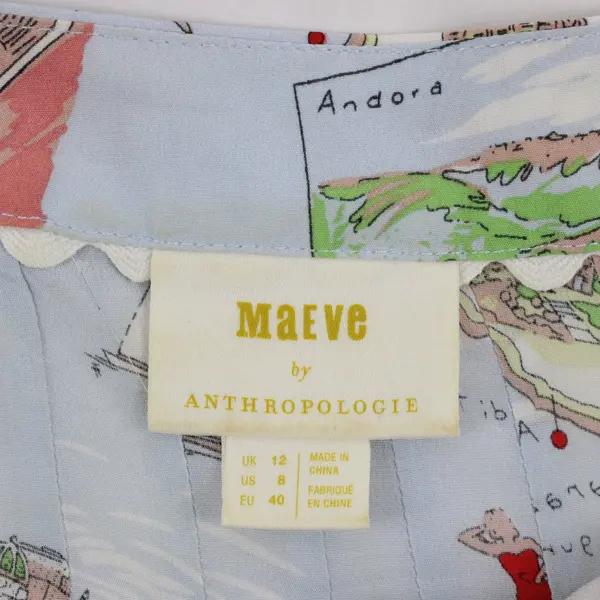 Maeve by Anthropologie Blue Italian Coast Silk Cami Top Women's 8
