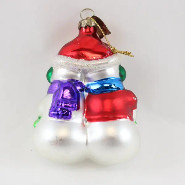 Vintage Thomas Pacconi Blown Glass Christmas Ornament Snowman Couple Good 3.25"