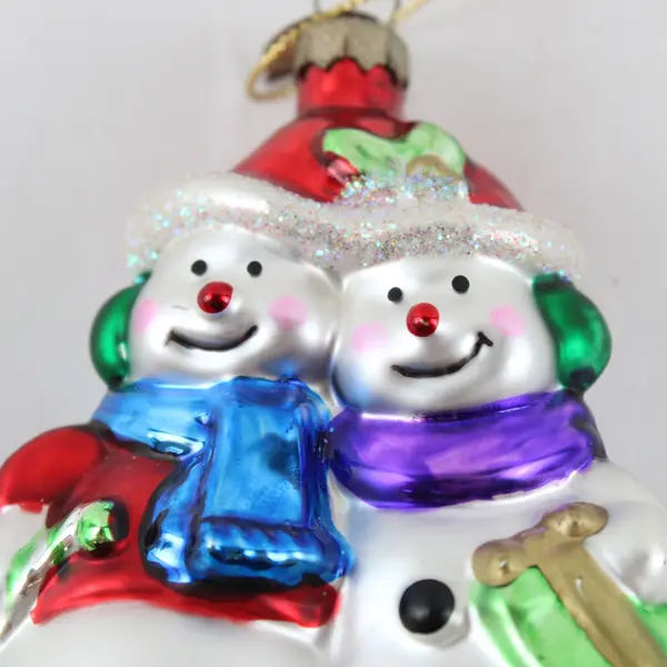 Vintage Thomas Pacconi Blown Glass Christmas Ornament Snowman Couple Good 3.25"