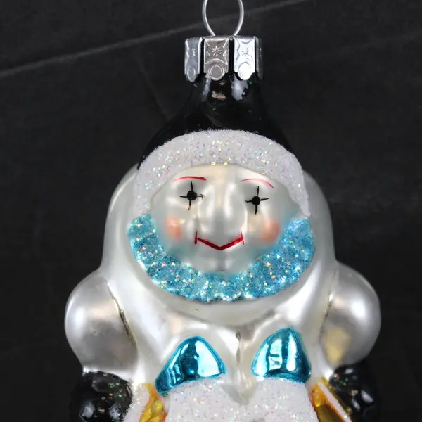 VTG 1991 Christopher Radko Roly Poly Clown Ornament Sitting on Gold Ball 5" Tall