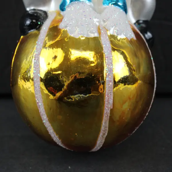VTG 1991 Christopher Radko Roly Poly Clown Ornament Sitting on Gold Ball 5" Tall