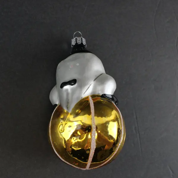 VTG 1991 Christopher Radko Roly Poly Clown Ornament Sitting on Gold Ball 5" Tall