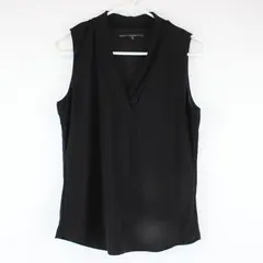 White House Black Market Women's Black Sleeveless V-Neck Blouse Small