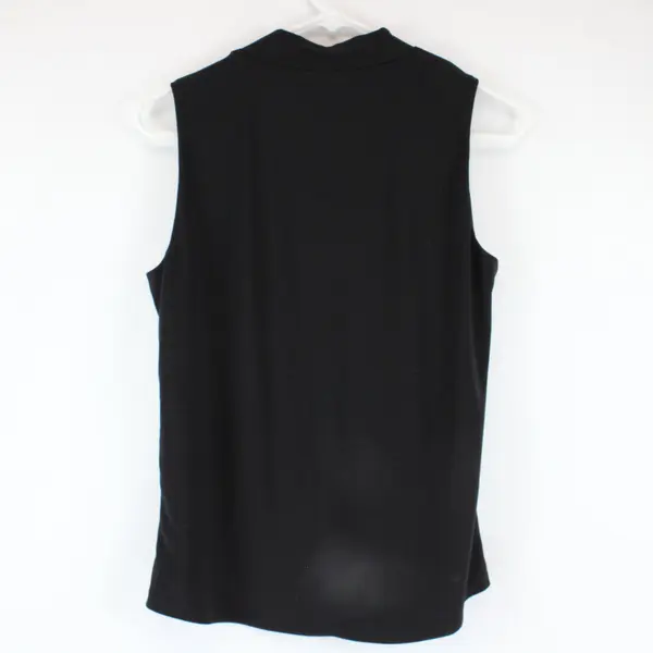 White House Black Market Women's Black Sleeveless V-Neck Blouse Small
