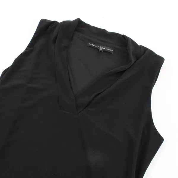 White House Black Market Women's Black Sleeveless V-Neck Blouse Small