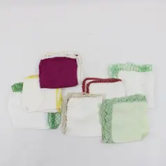 Lot of 8 Vintage Crochet Trim Handkerchiefs DIY Upcycling FLAWED