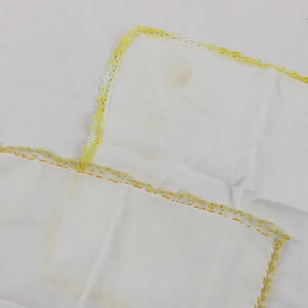 Lot of 8 Vintage Crochet Trim Handkerchiefs DIY Upcycling FLAWED