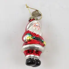 Vintage Thomas Pacconi Blown Glass Christmas Santa Ornament 3" Tall Good