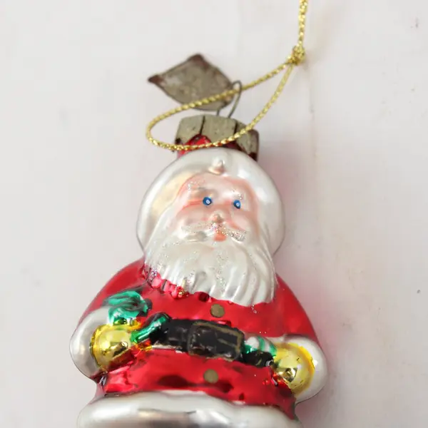 Vintage Thomas Pacconi Blown Glass Christmas Santa Ornament 3" Tall Good