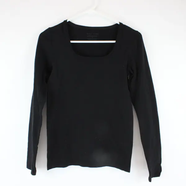 Women's White House Black Market Black Long Sleeve Round Neck Top S