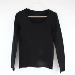 Women's White House Black Market Black Long Sleeve Round Neck Top S