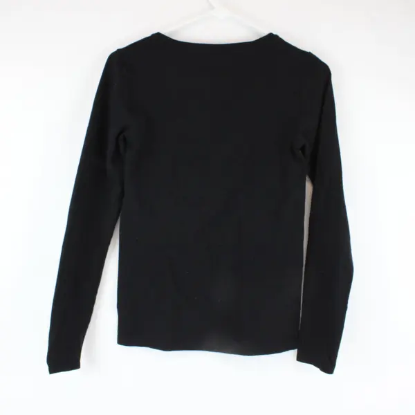 Women's White House Black Market Black Long Sleeve Round Neck Top S
