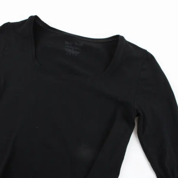 Women's White House Black Market Black Long Sleeve Round Neck Top S