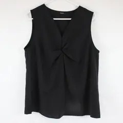 Dokotoo Women's Black Sleeveless Blouse V-Neck Faux Knot Top L
