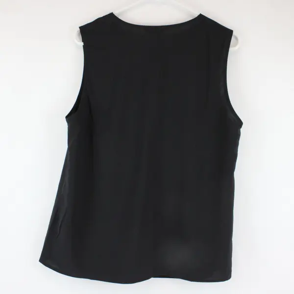 Dokotoo Women's Black Sleeveless Blouse V-Neck Faux Knot Top L