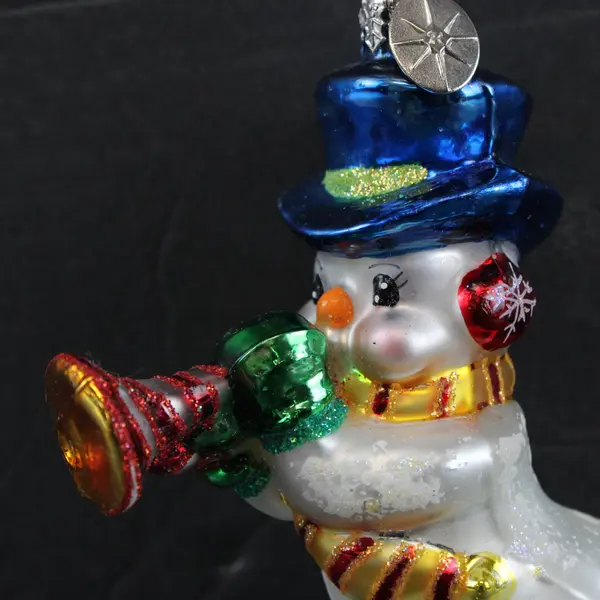 Christopher Radko Vintage Blown Glass Ornament On The Snow Beat Horn 5" Good