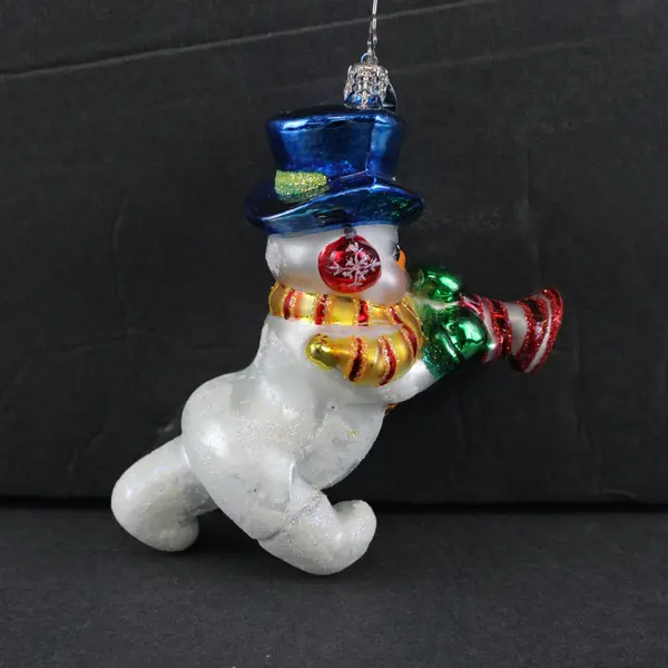 Christopher Radko Vintage Blown Glass Ornament On The Snow Beat Horn 5" Good