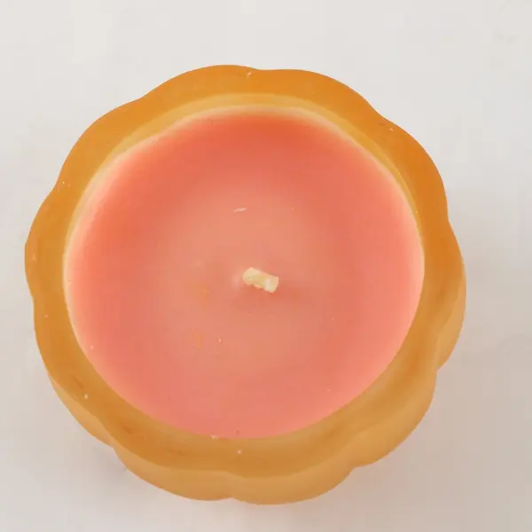 Set of 3 Celebrations Crystal Clear Orange Pumpkin Votive Candles 2.5"