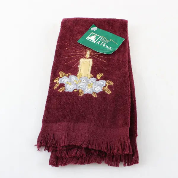 NWT Lot of 3 Trim A Home Christmas Candle Embroidered Fingertip Towels
