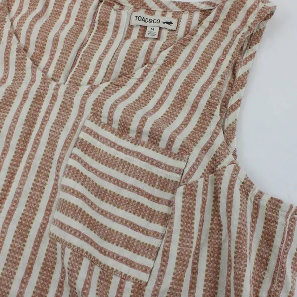 Toad & Co Cropped Sleeveless White Pink Orange Striped Top Size Medium