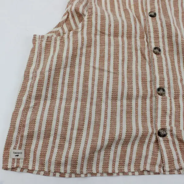 Toad & Co Cropped Sleeveless White Pink Orange Striped Top Size Medium